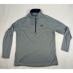 Under Armour Men's Loose HeatGear‎ Gray Long Sleeve 1/4 Zip Pullover Shirt 2XL